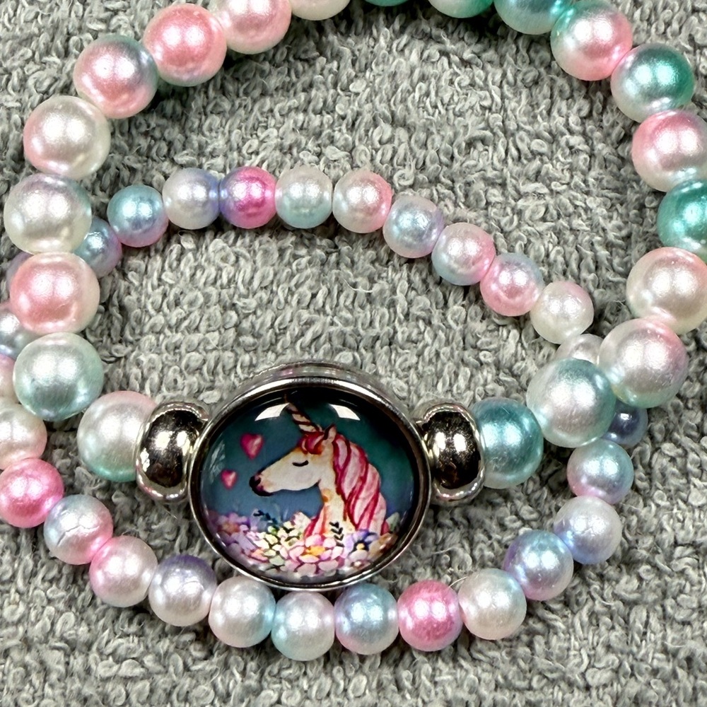 Unicorn Charm Bracelet with Colorful Beads
